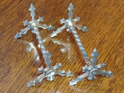 Silver Plated Gothic Style With Heavily Twisted Centre Antique Knife Rests Left View