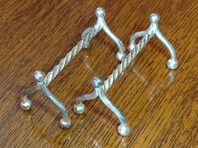 Silver Plated Triple Ball and Centre Twist Antique Knife Rests Right View