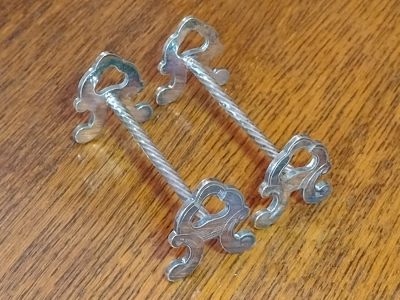 A Shaped Ends With Twisted Centre Bar Silver Plated Antique Knife Rests Left View