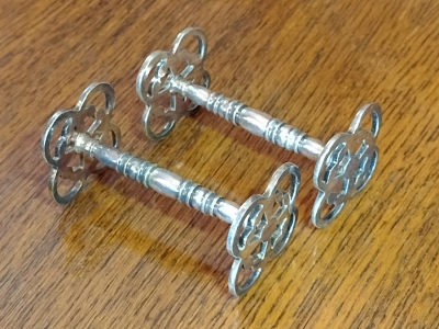 Tudor Rose Like Ends With Heavy Detailed Centre Bar Silver Plated Antique Rests Left View