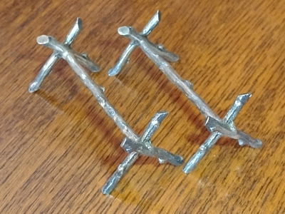 Silver Plated Rustic Horse Trial Jumps Made From Branches Antique Knife Rests Left View