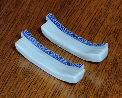 China Blue and White Knife rests / Chopstick Rests left view