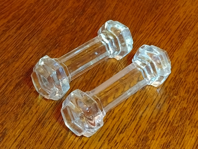 Moulded Glass Antique Knife Rests With Hexagon Ends Right View