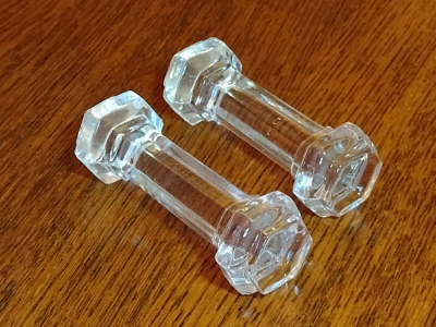 Moulded Glass Antique Knife Rests With Hexagon Ends Left View