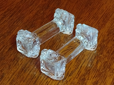 Moulded Glass Knife Rests with Square Decorative Ends Right View