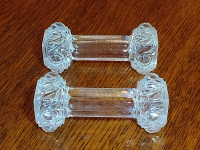 Moulded Glass Knife Rests with Square Decorative Ends Front View