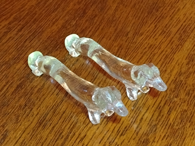 Glass Dachshunds Collectable Antique Knife Rests Right View