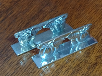 French Art Deco Antique Knife Rests With Fruit Detail Right View