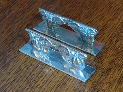 French Art Deco Antique Knife Rests With Fruit Detail Left View