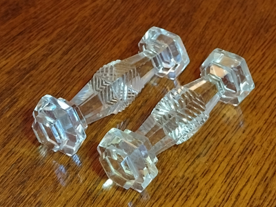 Early Antique Cut Crystal Glass Knife Rests with Chevron Pattern Right View
