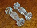 Early Antique Cut Crystal Glass Knife Rests with Chevron Pattern Left View